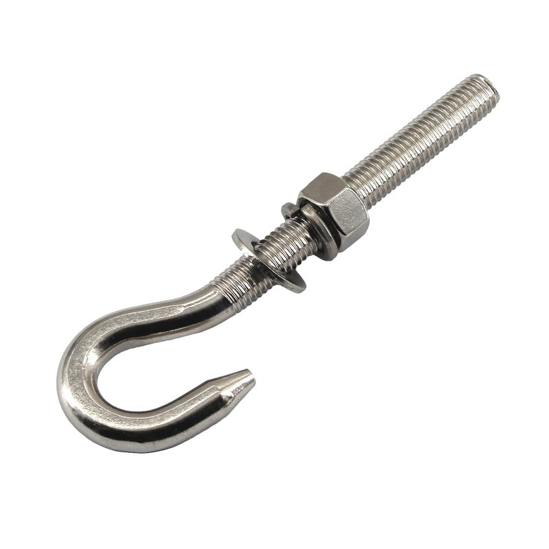 Faspiroty 12Pcs M6 Stainless Steel Eye Bolt with Nut and Washers Long Shank Threaded Rod Round Hook Eyelet Bolt Screw - Image 3